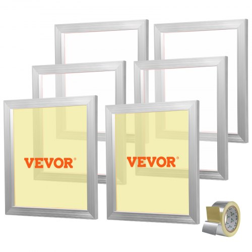 VEVOR zeefdrukkit, 6 stuks aluminium zeefdrukframes, 18 x 20 inch zeefdrukframe met 160 mesh, hoogspanning nylon gaas en afdichtingstape voor T-shirts, doe-het-zelf afdrukken, enz. afbeelding