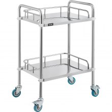 2-Layer Stainless Steel Lab Medical Equipment Cart Spa Dentist Loackable Wheels