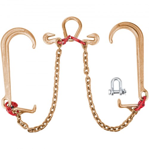 VEVOR J-haakketting, 3mx8mm hoofdstelsleepketting, G80 hoofdsteltransportketting, ketting van gelegeerd staal met 2 G70 J-haken, 4200kg vrachtwagentrekhaken, J-haaksleepriemen 2 stuks afbeelding