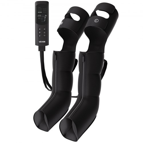 VEVOR Beenmassageapparaat met lymfedrainage en luchtcompressie, 9 intensiteitsniveaus, voor dagelijkse ontspanning, 6 massageprogramma's, 3 warmtestanden, automatische uitschakelfunctie, inclusief opbergtas en adapter.