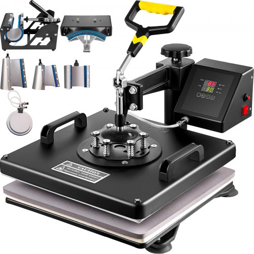 VEVOR Warmte Persmachine Transferpers 8 in 1 hittepers voor textiel hittepers textielpers met degelpers van 38 x 38 cm textieldrukpers van 1250 w afbeelding