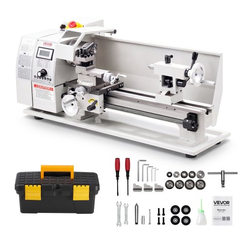 VEVOR Metaaldraaibank 220 x 402 mm 650 W Metaaldraaibank voor metaalbewerking, werkplaatsen, met variabele snelheid tot 2500 tpm, noodstop, 14 metrische schroefdraad 0,3-3 mm en 10 inch schroefdraad 10-44 TPI