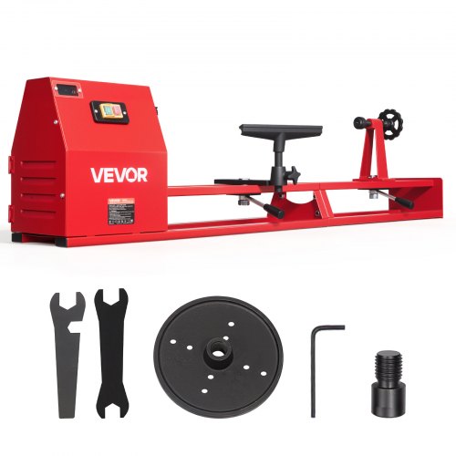 VEVOR Houtdraaibank 355 x 1016 mm 1/2 HP Tafeldraaibank met 4 snelheidsinstellingen voor tafelpoten, wandelstokken en grote houten werkstukken, met thermische beveiliging, robuust metalen frame en gereedschaps- en accessoireset.