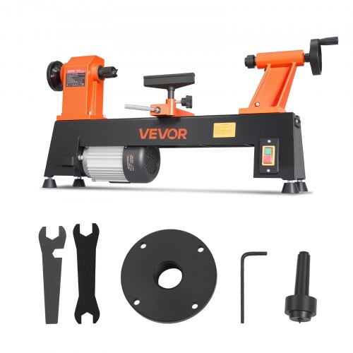 VEVOR Houtdraaibank 304 x 465 mm 3/4 HP Tafeldraaibank met 5 snelheidsinstellingen voor tafelpoten, wandelstokken en grote houten werkstukken, 650/1100/1600/2200/3200 tpm, thermische beveiliging en robuust metalen frame