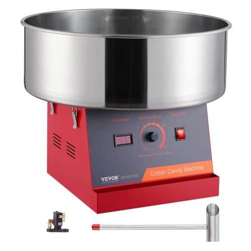 VEVOR elektrische suikerspinmachine, 1000W suikerspinmachine, commerciële suikerspinmachine met roestvrijstalen kom en suikerlepel, perfect voor kinderverjaardagsfeestjes thuis, familiebijeenkomsten (rood) afbeelding