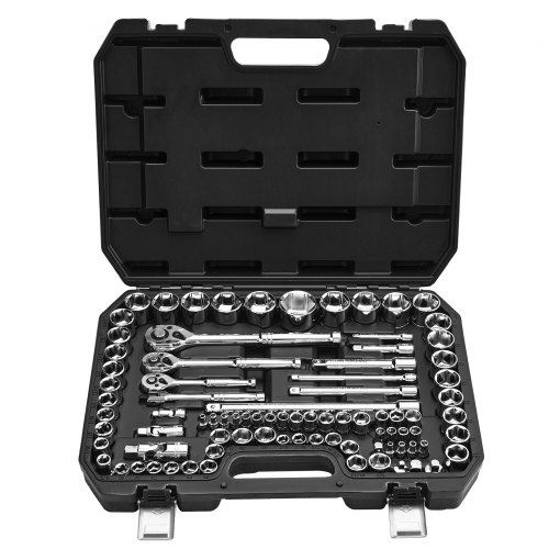 VEVOR 86-delige dopsleutelset, 9,5/6,4/12,7 mm aandrijfdoppen & ratelset, SAE en metrisch, gereedschapsset met ratelsleutel, accessoires en opbergkoffer, CR-V-gelegeerd staal