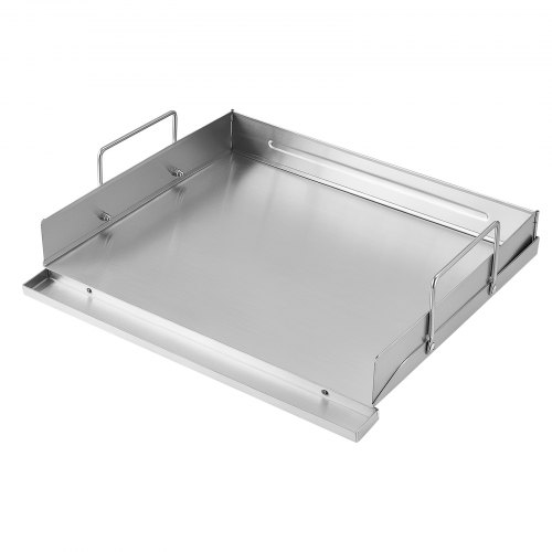 VEVOR Plancha Grillplaat 457 x 406 x 90 mm, gemaakt van roestvrij staal met dubbele handgreep, voor gasfornuizen en -grills, afneembare zijpanelen voor een open grilloppervlak (455 x 365 mm), met spatbescherming voor kamperen en picknicken.
