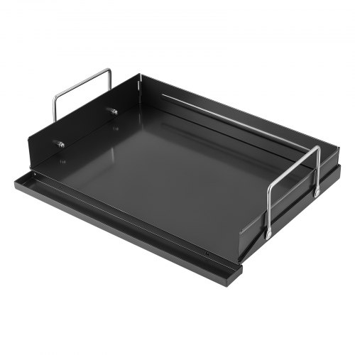 VEVOR Plancha Grillplaat 432 x 330 mm, 3 mm koolstofstaal, antiaanbaklaag, voor gasfornuizen, grills en kamperen, afneembare zijpanelen, vetopvangbak, spatbescherming en een kookoppervlak van 43 x 29 cm.