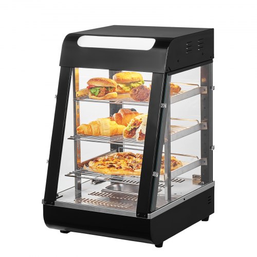 VEVOR 3-traps commerciële voedselverwarmer Pizzakast Verlichting 57L 1kW afbeelding