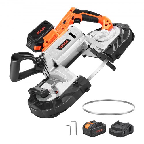 VEVOR 20V snoerloze lintzaag, zaagdiepte 127x115mm, metaalzaaglintzaag met borstelloze motor, 4000mAh accu en oplader, variabele snelheid 0-120 m/min, voor het zagen van metaal en hout