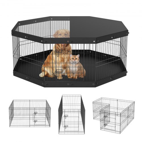 VEVOR Puppy Playpen 8-delige puppyren 609,6 cm hoog Dierenren met vloermat en deksel van 600D Oxford-stof Hondenren van Q235 Hondenren met vrije uitloop afbeelding