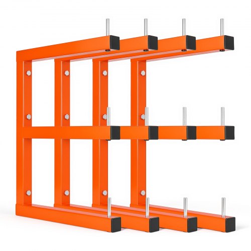 VEVOR 4x Cantileverrek met 3 lagen, houten opbergrek, 100 kg per laag, oranje, metalen wandrek voor werkplaats, magazijn, garage, kelder, frame uit één stuk koolstofstaal, met vergrendelpinnen