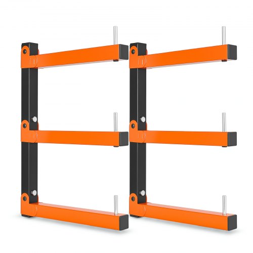 VEVOR 2x Cantileverrek met 3 lagen, opvouwbaar houten opbergrek, 50 kg per laag, metalen wandrek voor werkplaats, magazijn, garage en kelder, gemaakt van koolstofstaal, met opklapbare armen en vergrendelingsbouten.