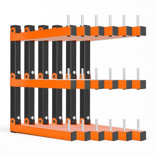 VEVOR 6x Cantileverrek met 3 lagen, opvouwbaar houten opbergrek, 50 kg per laag, metalen wandrek voor werkplaats, magazijn, garage, kelder, gemaakt van koolstofstaal, met opklapbare armen en vergrendelpinnen.