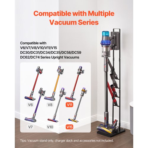 VEVOR stofzuigerstandaard compatibel met Dyson V6 V7 V8 V10 V11 V15, stevige stofzuigerstandaard met wielen voor Dyson DC30 DC31 DC34 DC35 DC58 DC59 D