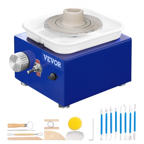 VEVOR Aardewerk Wiel pottenbakkersschijf keramische wielmachine 30 W blauw elektrische pottenbakkersschijfmachine 10 cm pottenbakkersschijfmachine afbeelding
