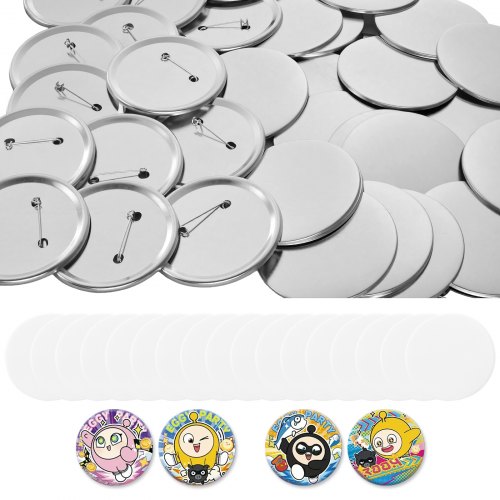 VEVOR Button Blanks 100-delige set, 75 mm, voor buttonmachines met veiligheidsspelden, transparante Mylar-folie en ronde blanco vellen voor doe-het-zelfprojecten thuis, schoolevenementen en individuele studio's.