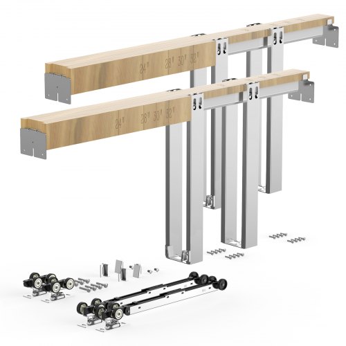 VEVOR Pocket Door Frame Set 1828.8 mm Schuifdeurbeslag Schuifdeursysteem, voor voordeuren, tweeweg softclose mechanisme, soepel schuiven, ruimtebespar