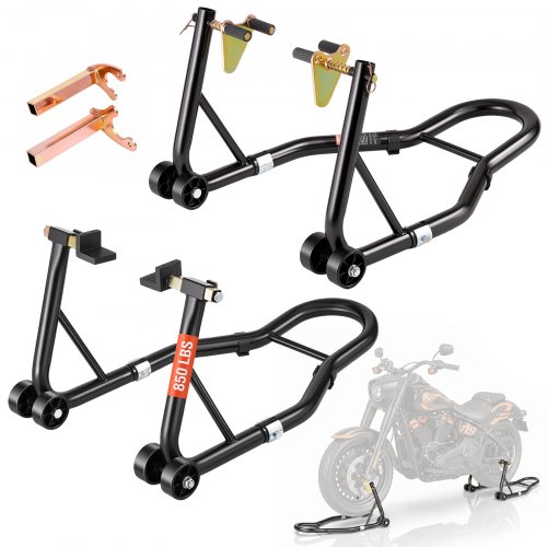 VEVOR Motorfietsstandaardset Montagestandaard Achter & Voor 0,39 t Laadvermogen, U-type + L-type + Dubbele vorkkoppen, 225-350 mm / 230-330 mm / 165-2