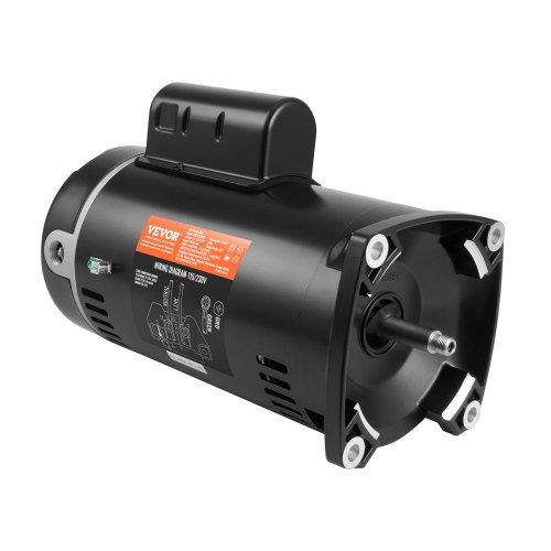 VEVOR 1 HP zwembadpompmotor, 56Y frame, 115 V (9 ampère) / 230 V (4,5 ampère) 3450 tpm, 60 Hz, 1,25 duty-factor, 90 μF / 250 V condensator, linksom draaiende vierkante flens vervangende motor afbeelding