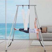 Hangende Yoga Trapeze Schommel Yoga Trapeze Stand Luchtfoto Yoga Frame Staal Wit 6M