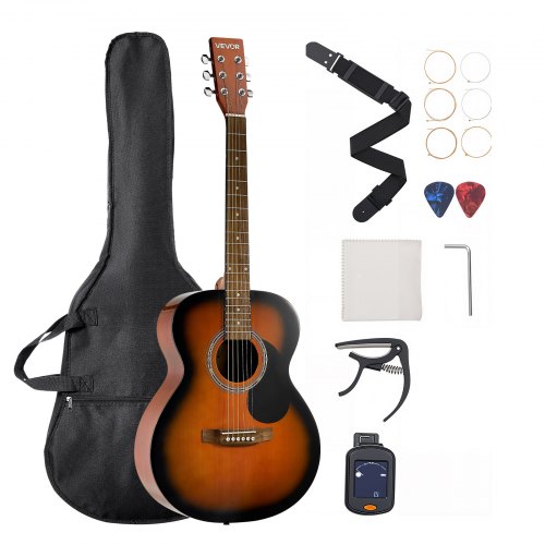 VEVOR Dreadnought akoestische gitaar 40 in / 1016 mm beginnersset volwassen Sunburst afbeelding