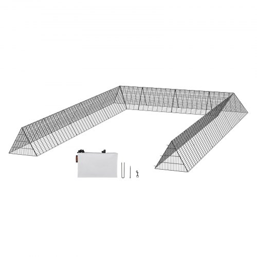 VEVOR kippentunnel 600 x 400 x 61,5 cm tuin kippenhok draagbare buitenren met hoekframe 2 sets geschikt voor kippen eenden konijnen afbeelding