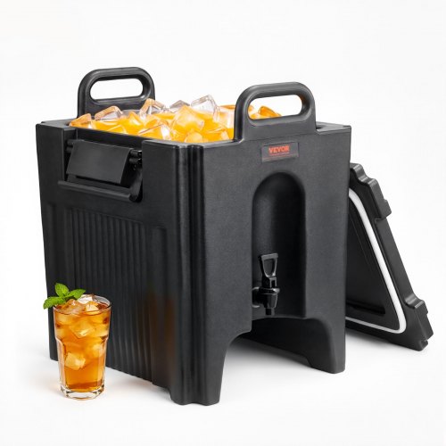 VEVOR Warme en koude drankendispenser 37,6 L, LDPE Warme en koude waterfontein Grote drankendispenser met kraan voor koffie, koude melk, water, sap, e