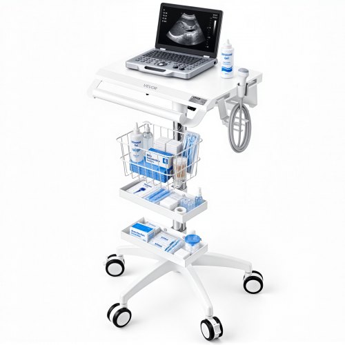 VEVOR Medische Trolley 30 kg Laboratoriumtrolley Medische Servicetrolley 56x56 cm, voor Kliniek, Ziekenhuis, Laboratorium, 905–1115 mm In hoogte verst