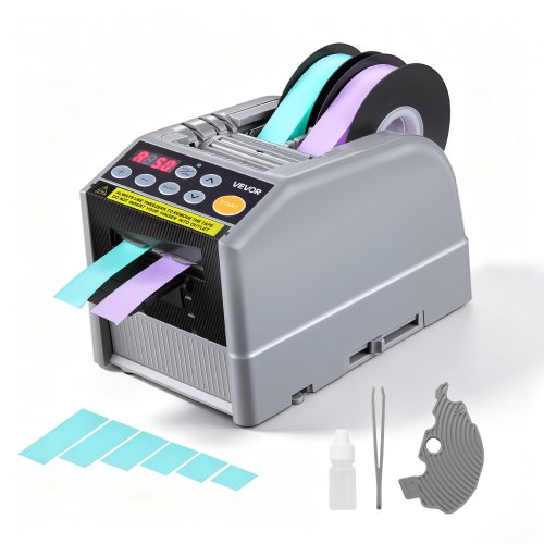 VEVOR automatische tapedispenser met instelbare snijlengte van 5-999 mm, elektrische tapesnijder voor verpakking en opslag, tapebreedte van 6-60 mm, geschikt voor tapes en linten, bediening met drukknop