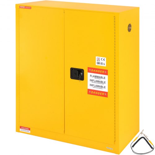 VEVOR veiligheidskast voor brandbare vloeistoffen, 30 gallon koudgewalst staal opslagkast voor brandbare vloeistoffen, 43,1 x 18,1 x 50,1 inch, explosiebestendig, met 1 verstelbare R afbeelding