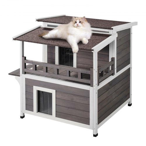 VEVOR Kattenhuis Cat Cave Kattenhut Hout Buiten 2-laags 750x751x820mm afbeelding