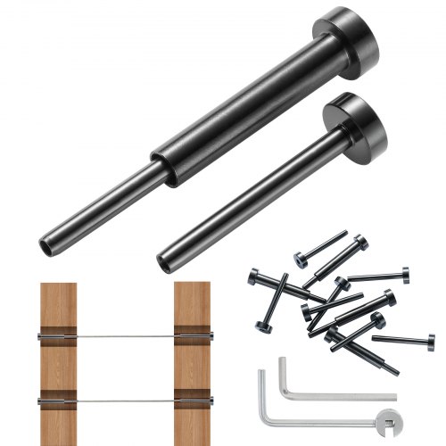 VEVOR 40-pack onzichtbare kabelrailset, T316 roestvrij staal 1/8" onzichtbare ontvanger en drukboutuiteinde voor kabelrailing, drukspanner 1/8" voor houten/metalen palen, zwart afbeelding