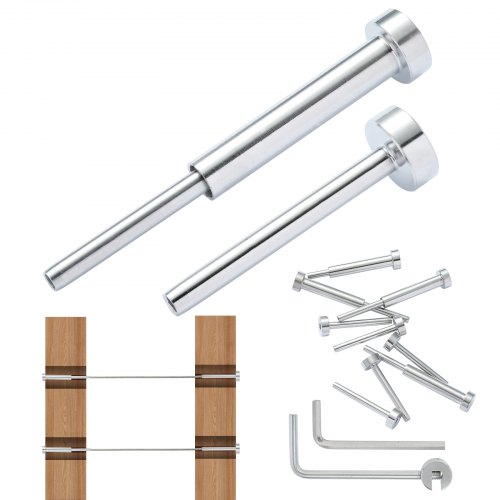VEVOR 20-pack onzichtbare kabelrailset T316 roestvrij staal 1/8" onzichtbare houder en boutuiteinde voor kabelrailing spanner 1/8" voor houten/metalen palen Kabelrailbeslag zilver afbeelding