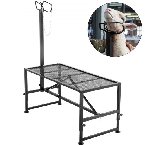 VEVOR veestandaard 130 x 59 cm, trimstandaard met recht kopstuk, geitentrimstandaard, metalen frame, schapenscheerstandaard, vee trimstandaard