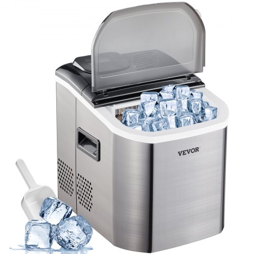VEVOR Ijsblokjesmachine 40Ibs/18kg Ijsmaker Ijsmachine Countertop Ice Maker Clear Ice Cubes 24 stuks Draagbare Fabrieksprijs afbeelding