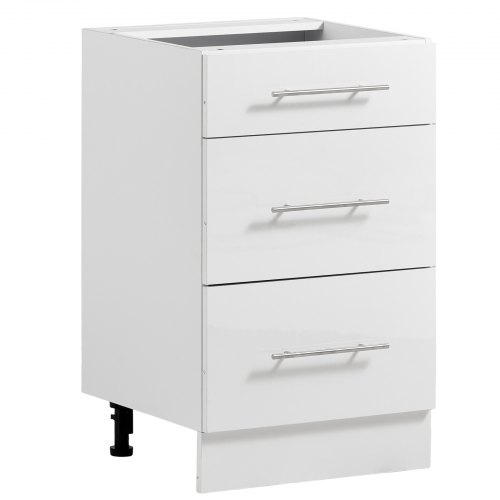 VEVOR Onderkast 500x475x815 mm BxDxH Spaanplaat Keukenonderkast Wit, voor Wasruimte en Badkamer, zonder werkblad, in Shaker-stijl, met 3 lades, soft-c