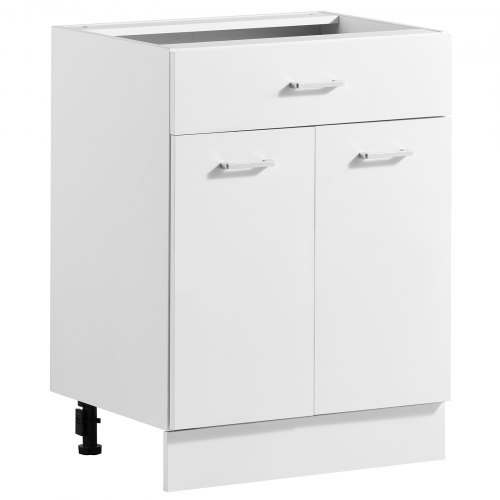 VEVOR Onderkast 600x475x815 mm (bxdxh) spaanplaat, witte keukenonderkast, voor wasruimte en badkamer, zonder werkblad, in Shaker-stijl, met verstelbar
