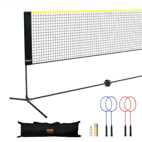 VEVOR Badmintonnet, in hoogte verstelbaar volleybalnet, 606 x 155 x 103 cm opvouwbaar pickleballnet, tennisnetset met stangen, standaard, tas, rackets, nylon shuttles, badmintonnetset afbeelding