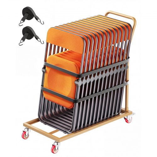 VEVOR opklapbare stoeltrolley voor 25 stoelen, verticale stoelstandaard, draagvermogen 136 kg, L-vormig, stoeltrolley voor opslag en transport op even