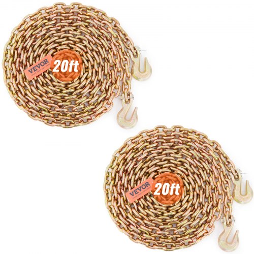 VEVOR 2 stuks G80 sleepketting met haak 2222kg transportketting 7,93mmx61m afbeelding
