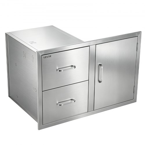 VEVOR Outdoor Keukenladecombinatie, 2 lades, 1 deur, roestvrij staal, ideaal voor grill-eilanden, terrasbars en grillstations, 825 x 520 x 550 mm (B x