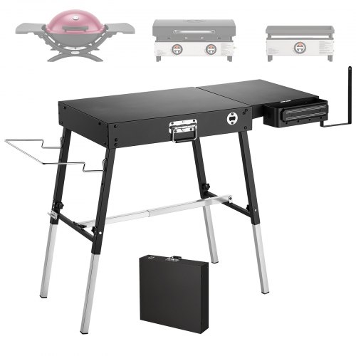 VEVOR opklapbare grilltafel 870 x 445 mm voor grillplaten van 17 en 22 inch, picknicks en barbecues, koolstofstaal, in hoogte verstelbaar, draagvermog