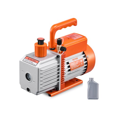 VEVOR vacuümpomp, 6 CFM, HVAC 2-traps roterende schoepen vacuümpomp, voor R134a R22 R410a systemen, Auto AC vacuümpomp kit met oliefles, voor hars ontgassing voor auto airconditioning onderhoud