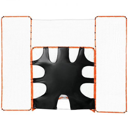 VEVOR 3-IN-1 Lacrosse-doel met backstop en doel, 12' x 9' Lacrosse-net, Lacrosse-rebounderuitrusting in de achtertuin met stalen frame, Snel en eenvoudig op te zetten trainingsnet, perfect afbeelding