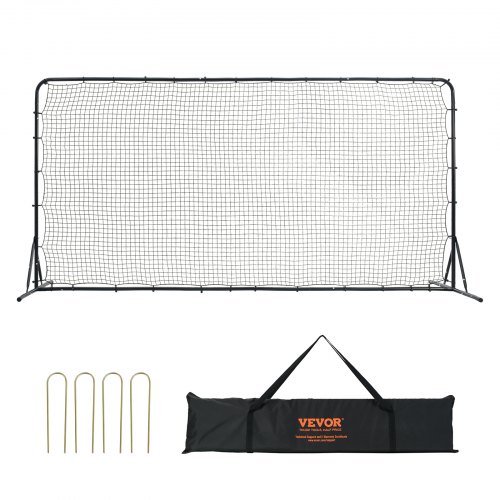 VEVOR Voetbal Rebound Netten Draagbare Bounce Wall Voetbal 366 x 121 x 183 cm, Rebounder Voetbal Rebound Net Ijzeren Pijp & PE Net Kinderen & Tieners Verstelbaar Voetbaldoel Rebounder Kicker Zwart