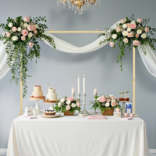 VEVOR Tafeldecoratie Tafelstang Decoratieve Stangklemmen 1060x2490mm Verstelbaar Goud afbeelding