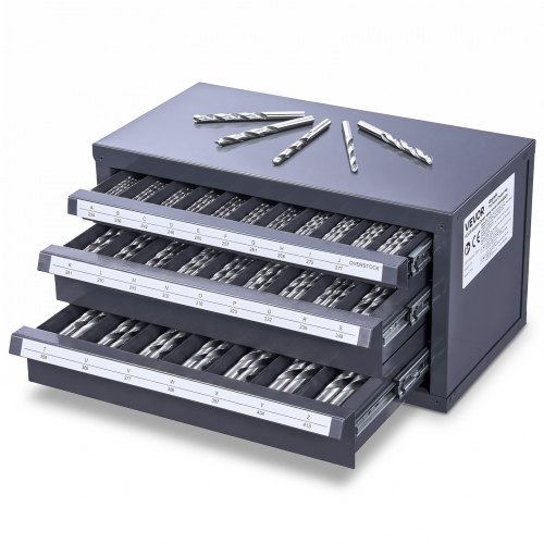VEVOR Boorbit Dispenser Kast, Boorbit Organizer Kast met Drie Laden voor A tot Z, Stalen Boorbit Dispenser Organizer Kast met Labels, Stapelbare Boorb