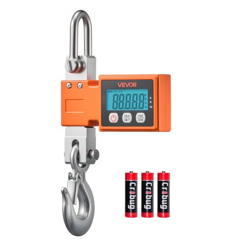 VEVOR kraanweegschaal 500 kg, digitale industriële weegschaal met gegoten aluminium behuizing en lcd-display, weegschaal met stappen van 100 g en 3-traps afstelling, automatische uitschakeling, haakweegschaal, trekweegschaal voor garages en werkplaatsen.