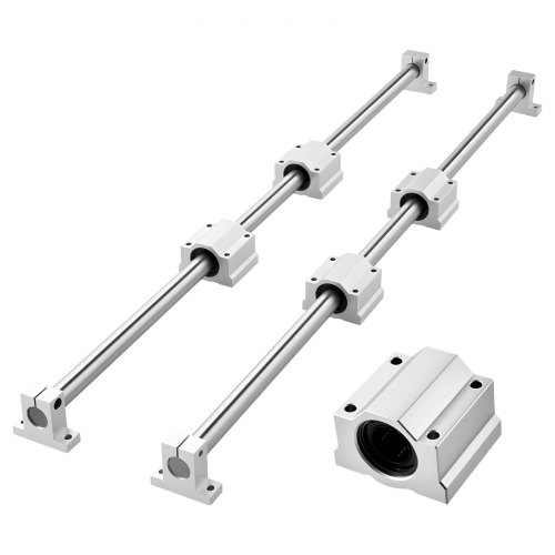VEVOR Lineaire Geleiders SFC25, 2-pack 1000 mm lineaire rails & 4 stuks schuifblokken, geleiderails, schuifrails voor doe-het-zelf graveermachines, draai- en freesmachines, oefenrockerplaat